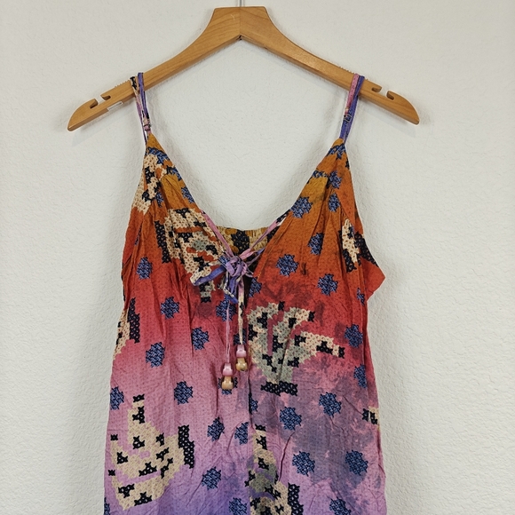 FARM Rio Vibrance Maxi Dress Digital Pixel Ombré Print Sleeveless Size LG - Picture 2 of 11